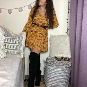 Uo mustard yellow floral dress
